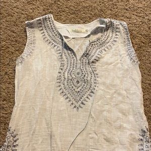 white and silver tanktop